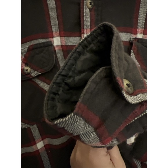 Wrangler Workwear Sherpa Fleece Lined Flannel Jacket Mens Lg Plaid Pockets - Picture 8 of 16